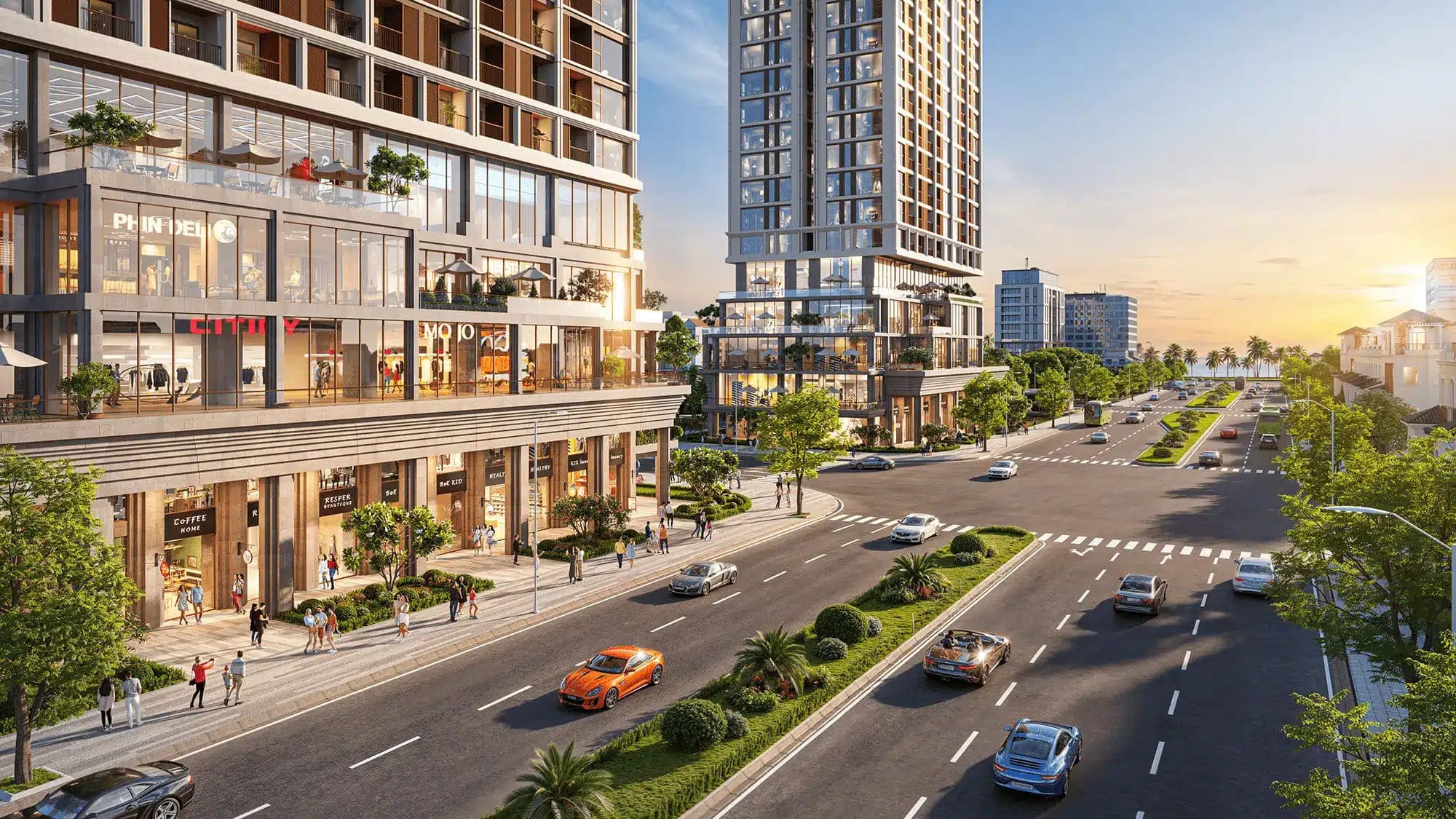 Khối đế thương mại dọc trục đường lớn