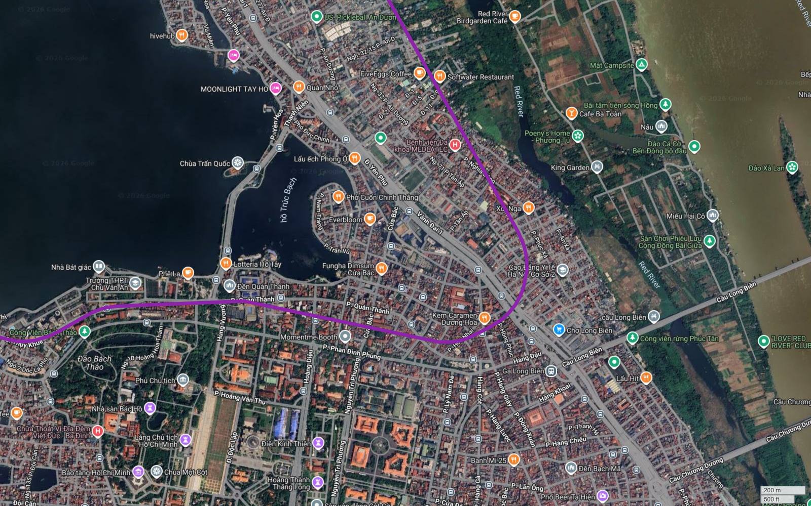 Hành lang metro số 5 Hà Nội quay đầu gần 180 độ tại Yên Phụ quanh khối Phúc Xá, Nghĩa Dũng, cắt Vành đai 1 lần thứ hai