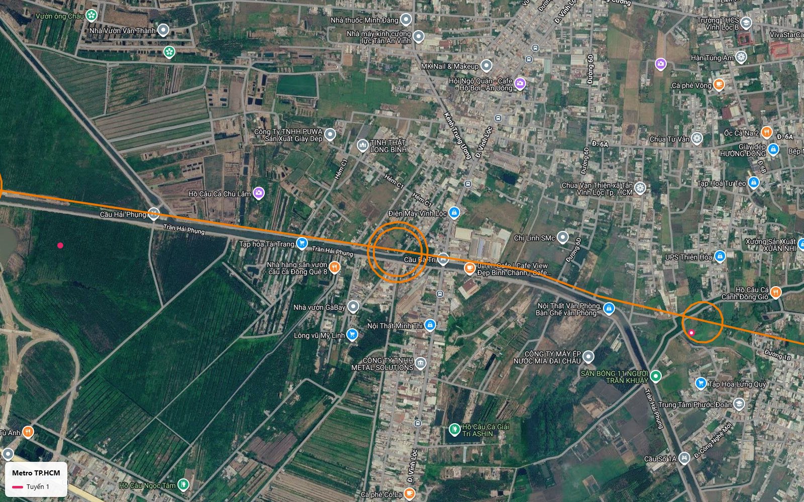 Hành trình tuyến metro số 1 tới ga trung chuyển vòng đôi tại điểm cắt đường Vĩnh Lộc cạnh kênh Trung Ương