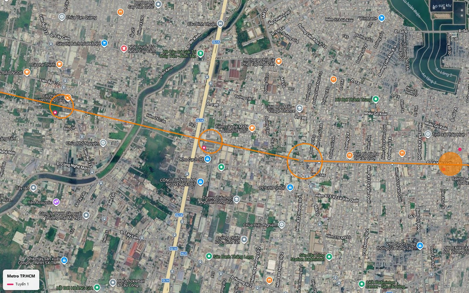 Tuyến metro số 1 TP.HCM vượt Quốc lộ 1A tại khu cầu Bình Thuận vào hành lang Lê Văn Quới Bình Tân