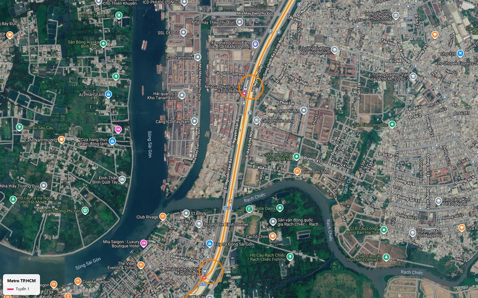 Ga Phước Long tuyến metro số 1 trên đường Võ Nguyên Giáp cạnh cụm cảng ICD và nhà máy ven sông Thủ Đức